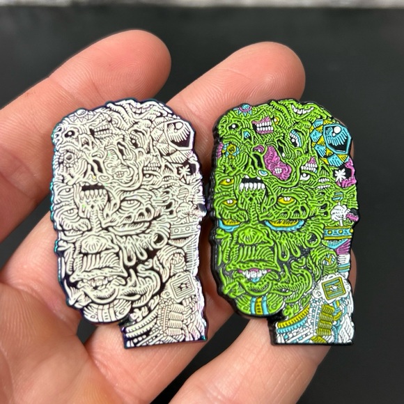 Nick Difabbio 2 Pin Set Phish Dead Steinman Ghostfreehood Cherry Moth Cake GLOW - Picture 1 of 9